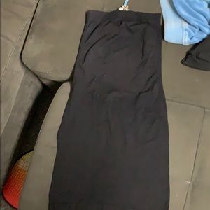 tight black strapless dress